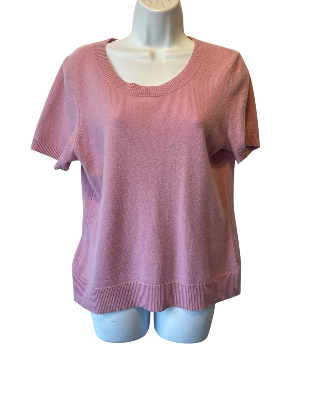 Jones New york 100% Cashmere sweater M Pink Short sleeves Womens Crew neck